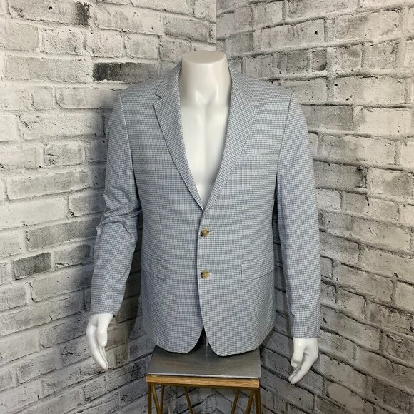 Boss The Crag Check Lightweight Cotton Two Button Double Vent Sport Coat Blazer - Picture 1 of 16